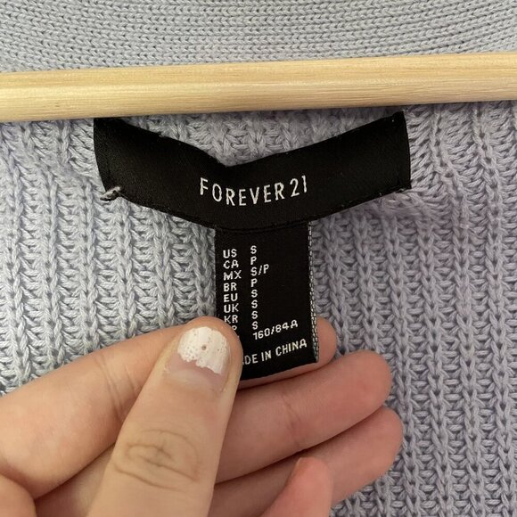 Forever 21 baby blue knit sweater v-neck style lace up front women's size small - Picture 4 of 9